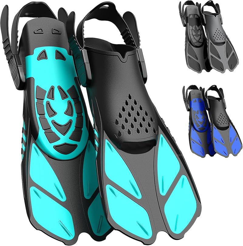 Lealinga Snorkel Fins Open Heel Adjustable Travel Flippers for Adults Men Women