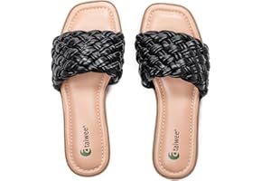 Ataiwee Women's Flat Slide Sandals - Fashionable Braided Elegant Cross Strap Flat Summer Sandals.