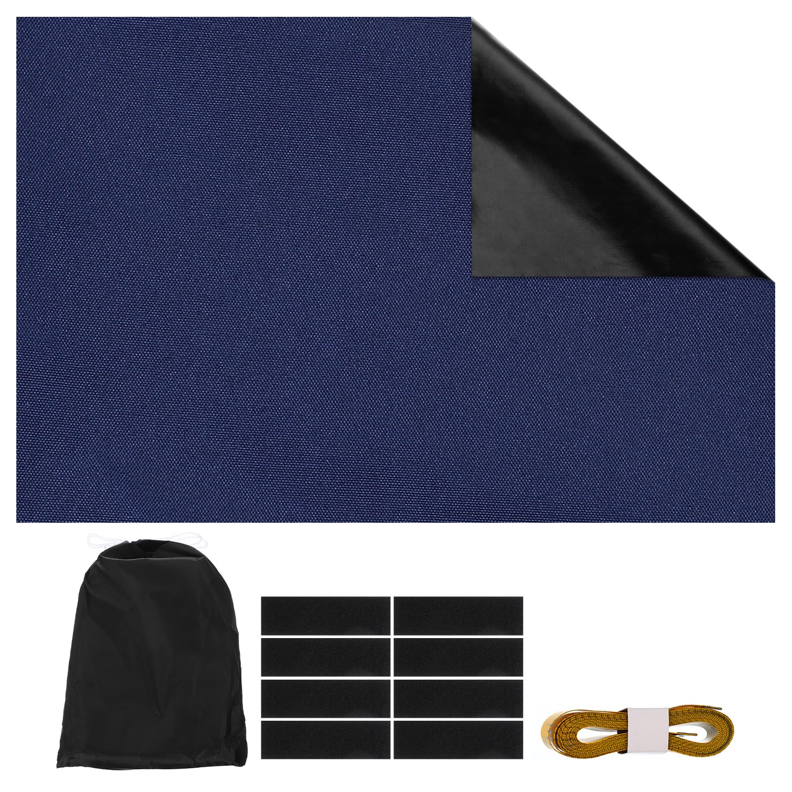 PATIKIL Portable Blackout Curtains, 1 Set 79 x 59 Inch Polyester Thermal Window Drapes 100% Shading Rate for Attic Living Room Bedroom, Navy