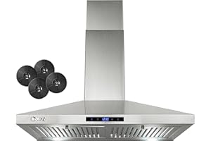 AKDY 30 in. Wall Mount Range Hood, 3-Speed Fan and LED Lights in Stainless Steel, Convertible Range Hood Ducted to Ductless with 2-Sets of Carbon Filters