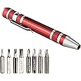 SWATOM 8 in 1 Mini Screwdriver Set Small Screwdrivers Pen Magnetic Repair Tools EDC Compact Precision Gadgets for Computer Eyeglasses Daily Home Improvement Use (Red)