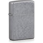 Zippo Antique Silver Plate Pocket Lighter - Windproof &amp; Refillable Flip-Top Metal Lighter - Everyday Use Pocket Lighters - Luxury Lighters Made in USA