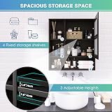 SMIBUY Bamboo Wall Mounted Bathroom Mirror Cabinet Black 16x55x61 cm view 7