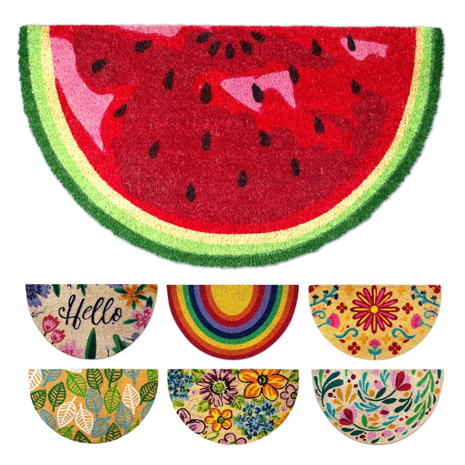 LUA VIKA Coir Doormat - Watermelon - 40x70 cm - Outdoor Door mat - Front Door mat outside - Half moon Doormats outside