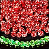 108PCS Glow in The Dark Beads 8mm Luminous Glass Beads, Crystal Round Glow Firefly Glass Loose Spacer Ball for Jewelry Making DIY Crafts Bracelets Earring Spacer Bead (Red)