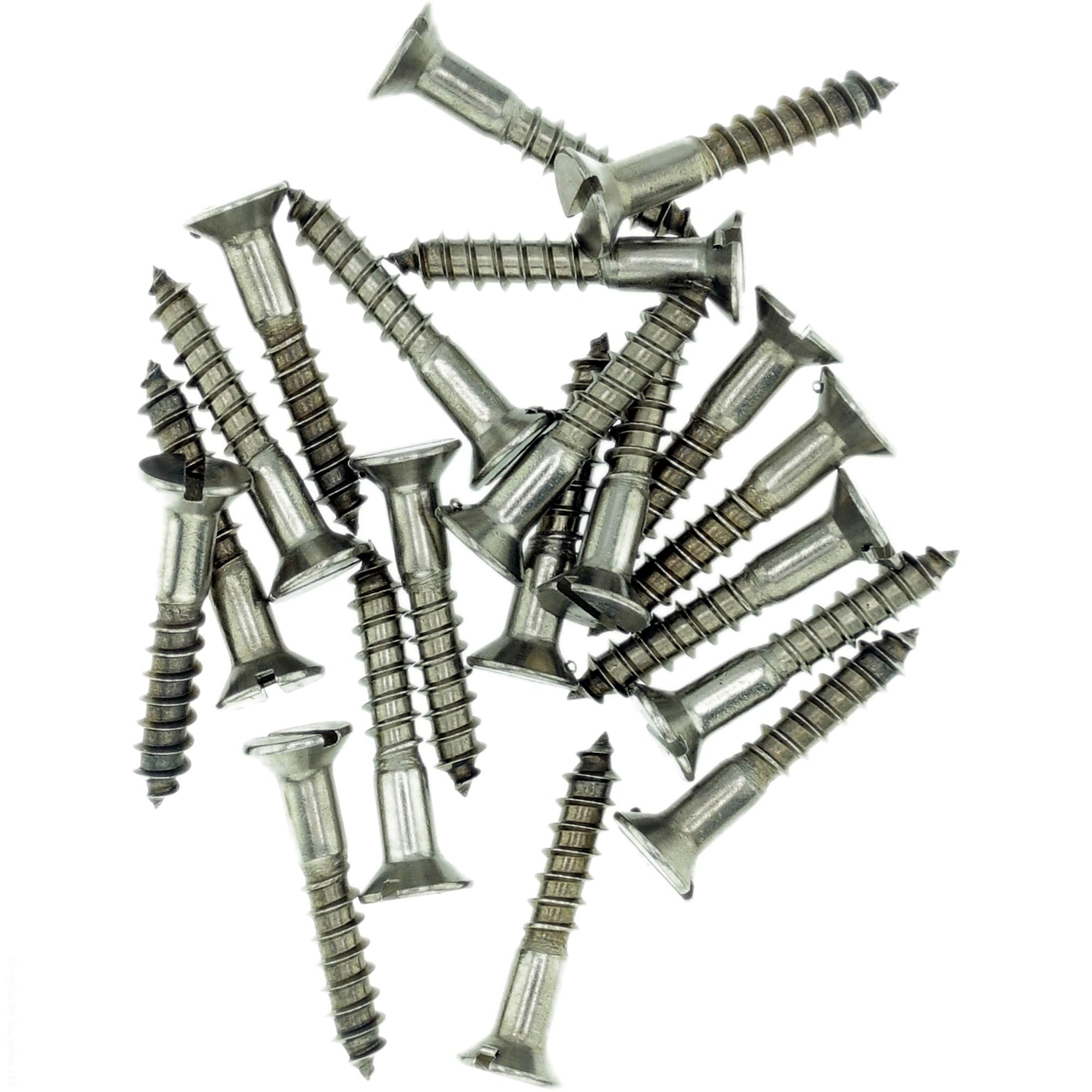 No.8 x 0.4 (4.0mm x 10mm) Slot Countersunk Wood Screw - Stainless Steel (A2) (Pack of 20)
