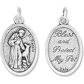 Caritas et Fides St. Francis Bless and Protect My Pet Medal Charm - 1" Medal Pendant Silver Oxidized St. Francis for Necklace, Medals for Jewelry Catholic, Made in Italy