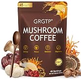 Mushroom Coffee - Superfood Blend with 6 Adaptogens | (Cordyceps, Lion's Mane, Reishi Other) | Jitter-Free Energy, Enhanced Focus, Digestion &amp; Immunity Support Smooth Flavor