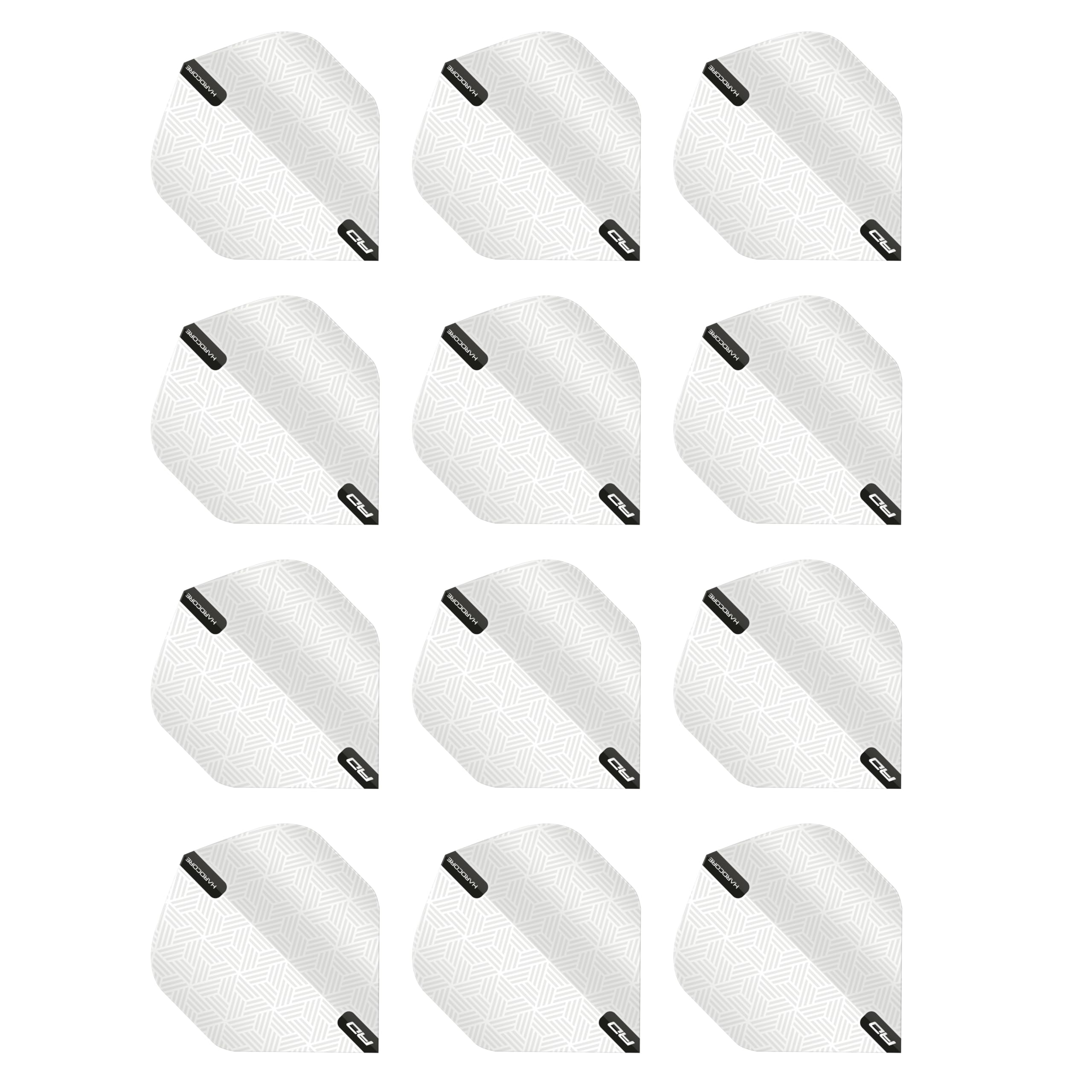 RED DRAGON Hardcore XT White Patterned Extra Thick Standard Dart Flights - 4 sets Per Pack (12 Dart Flights in total)