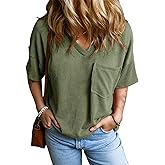 EVALESS Womens Summer Tops Oversized T Shirts Short Sleeve Blouses for Women Dressy Casual Work Outfits