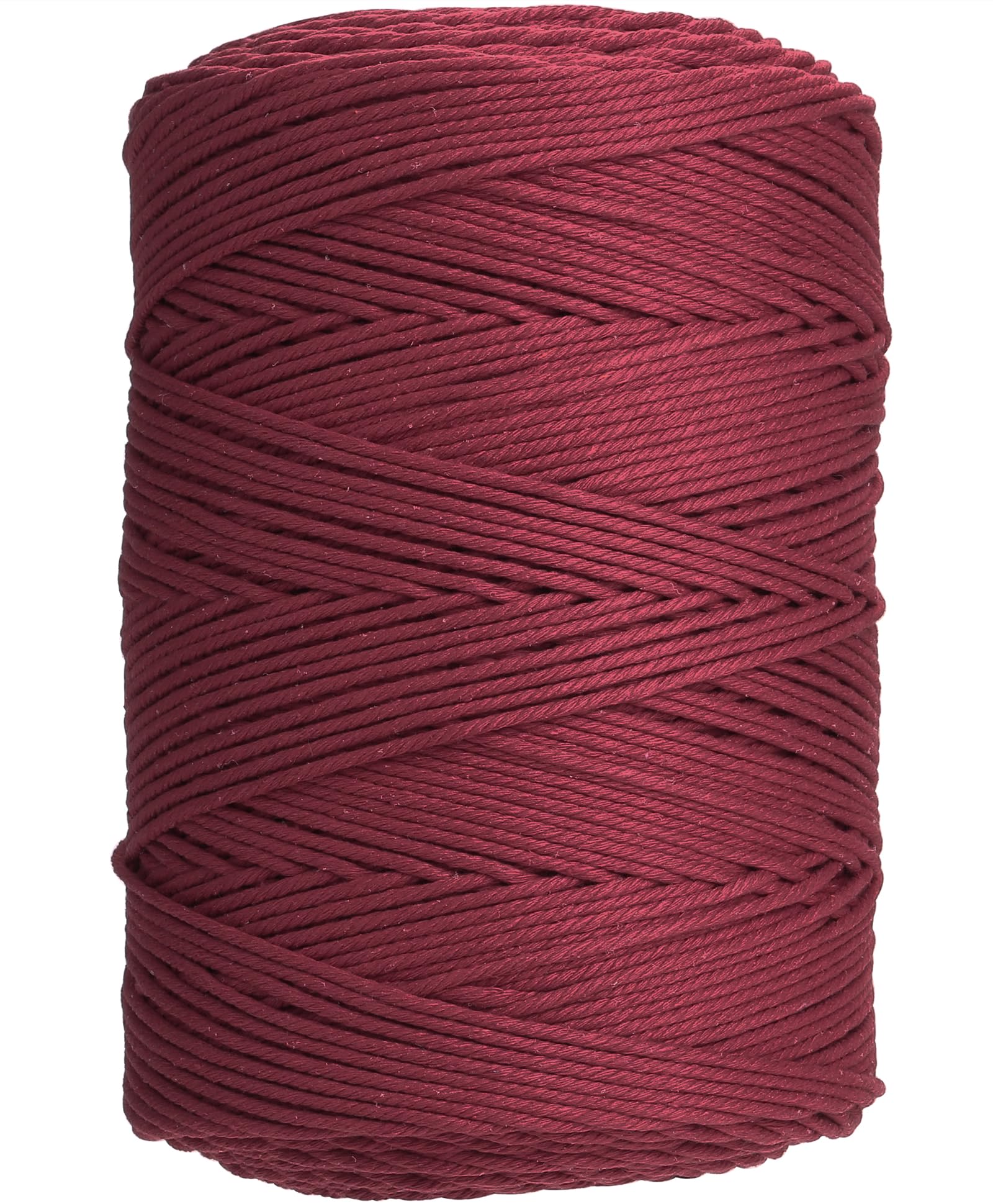 GOHOF Premium Cotton Macrame Rope, 3mm x 450m, 4 Strand Twisted Soft Cotton Cord, Wine Red — image 1