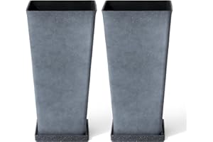 La Jolie Muse Tall Planters 20 Inch, Flower Pot Pack 2, Patio Deck Indoor Outdoor Garden Tree Planters (Weathered Gray)