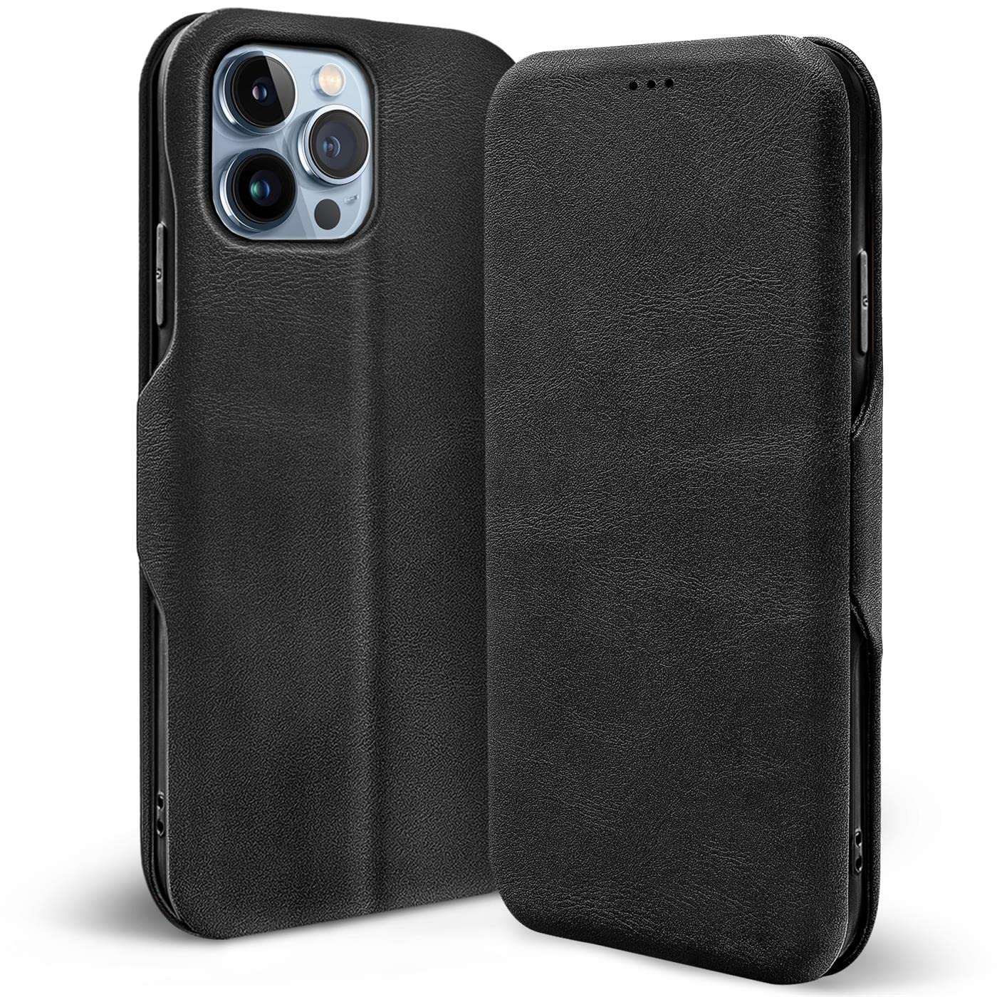 Verco Book Style for Apple iPhone 13 Pro Case, Premium Magnetic Flip Cover for iPhone 13 Pro Wallet Case with Card Slot, Black