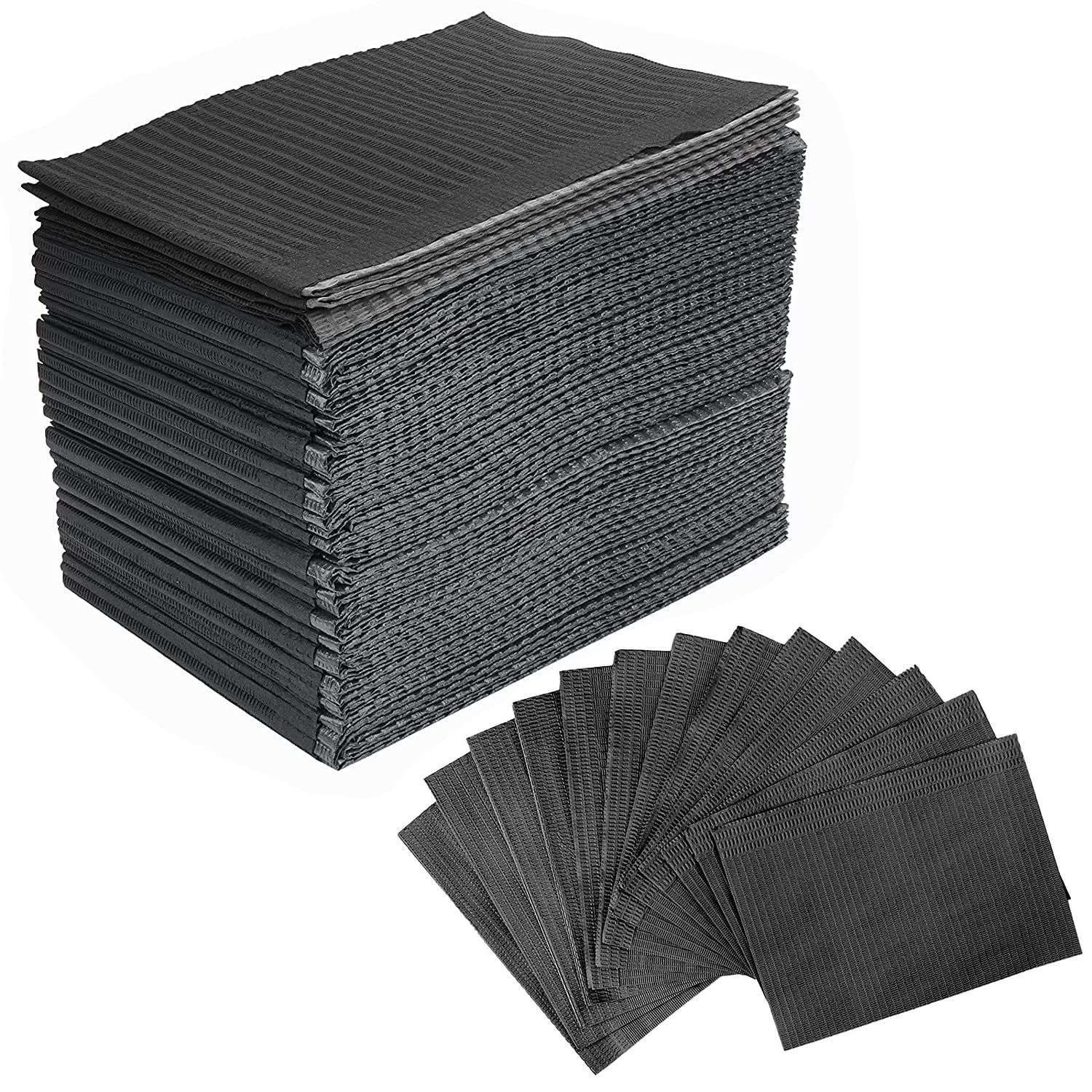 Xiaozhifu 125 Pcs Waterproof Disposable Dental Bibs, Black, 13" x 18" for Dental Clinic, Nail, Tattoo