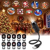 Plug and Play Hd Christmas Projector with 10 Festive Scenes,Hd Christmas Scene Projector,Night Light Projector, No WiFi or App Needed, Auto Shut-Off,for Home Theater,Bedroom,Party Display,A