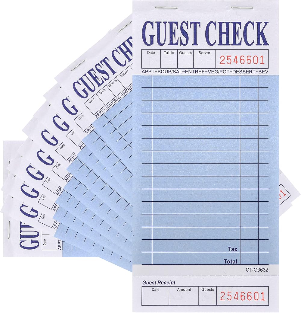 Hoffi Guest Check Pads 10 Pack Server Note Pads 500 Checks Blue Paper