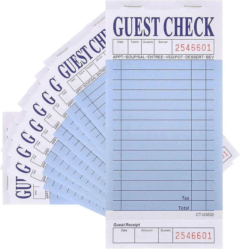 Hoffi Guest Check Pads 10 Pack Server Note Pads 500 Checks Blue Paper