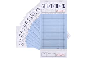 HOFFI Guest Check Pads (10 Pack) Server Note Pads - 500 Total Guest Checks - 1 Part Blue Paper Guest Check Pads with Guest Receipt - Check Pads for Servers, Hotels, Lounges, Cafes, Restaurants Orders（Blue）