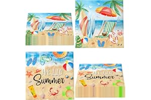 GREHUMOR 40PCS Hello Summer Party Decorations Summer Napkins Disposable Hawaiian Cocktail Napkins Beach Themed Party Decorations for Summer Holiday Beach Party Favors Pool Party Decorations