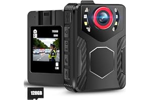 rgjzkgn Body Camera with Audio and Video Recording: 1080P FHD Body Cam with Night Vision, 10HR Battery, 2.0" Screen, 128GB Wearable Camera, Bodycam for Traveling, Law Enforcement, Outdoors Activities