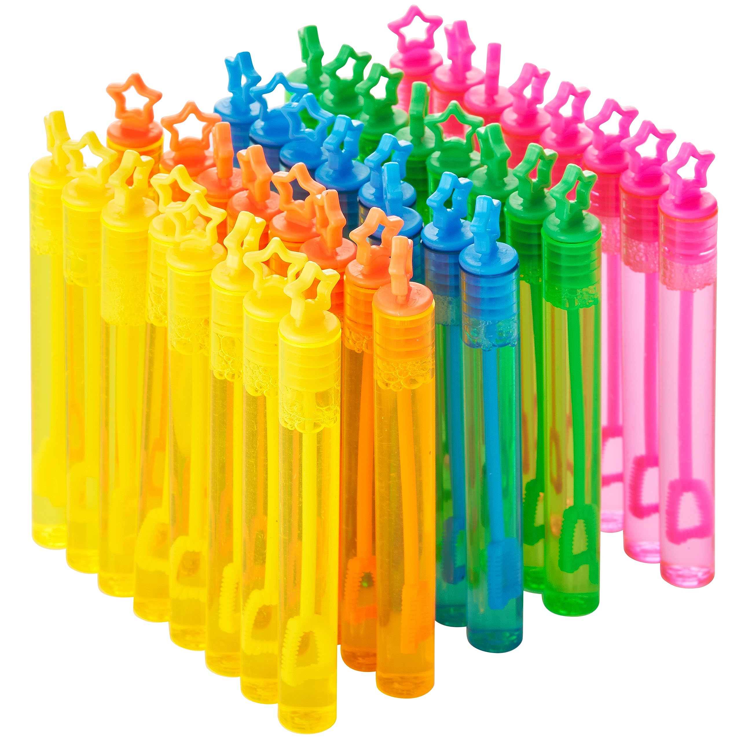 THE TWIDDLERS - 40 Mini Bubbles for Kids Party Bags, Bubble Maker Star Design in Assorted Neon Colourful Bottles, 10ml - Kids Gift Toy, Birthday Pinata Fillers Party Favours, Classroom Prizes Rewards