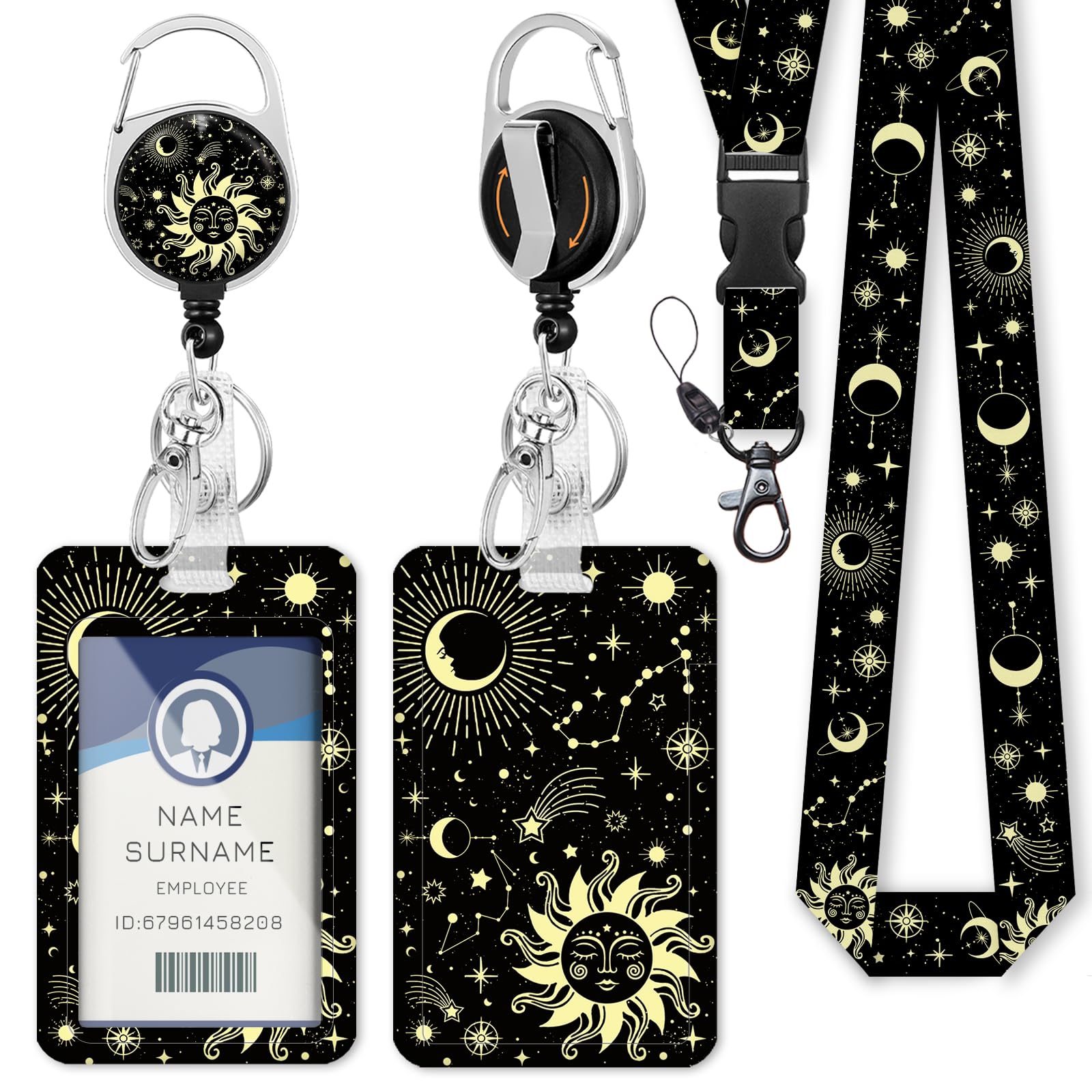Sun Moon ID Badge Holder with Breakaway