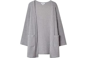 Mirawise Girls Front Open Long Sleeve Knit Cardigan Sweater with Pockets 6-13 Years
