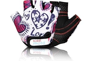 Kiddimoto Anti Slip Kids Bike Gloves for Kids Boys & Girls Best Toddler Bike Gloves Ages 2-8 Fingerless Cycling Gloves for Youth Sports Like MTB, BMX Dirt Biking, Mountain Bike Riding, Skates