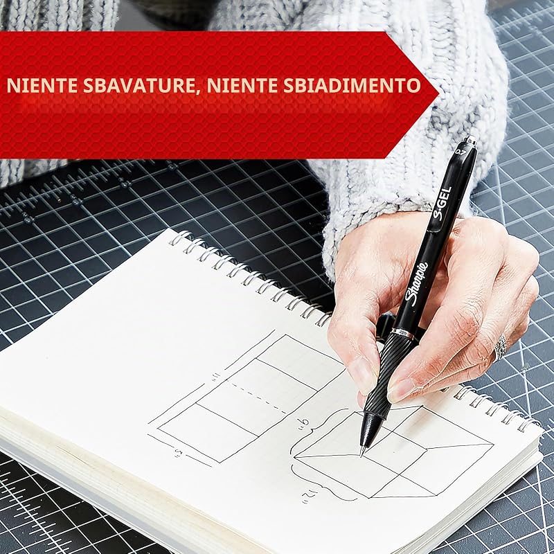 S-Gel | Penne gel | Punta media (0,7 mm) | Inchiostro nero | Confezione da 12