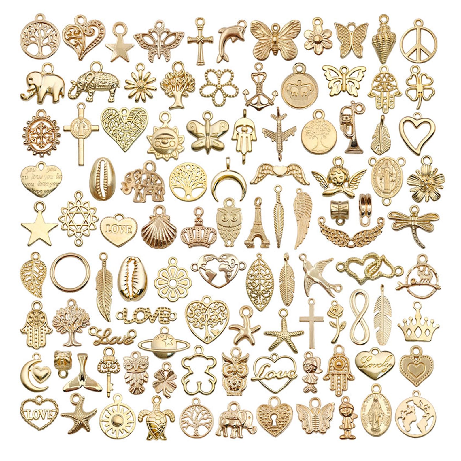 PAITOK Charms Pendants for Jewellery Making,100 Pieces Mixed Retro Alloy Charms Set for Bracelet Necklace Earrings Making DIY Crafts
