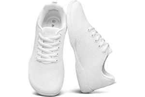 BAXINIER Girls Wide Cheer Shoes Toddler White Cheerleading Shoes Lightweight Youth Competition Training Dance Tennis Sneakers