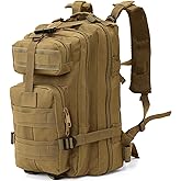 AUMENTAR Small Military Tactical Backpack, 30L Tactical Assault Bag for Men, Army Assault Rucksack GYM Hiking Backpack Bug Out Bag Khaki