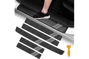 YOSRTER 5PCS Door Sill Guard Decoration Stickers for Dodge Charger Challenger Durango Journey Universal Fit to All Dodge Cars Fiber Leather Door Sill Protector（Gray Trim）