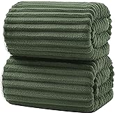 XIQ 39x79 Inches Bath Sheets Extra Large Bath Towels for Adults Luxury Super Soft Absorbent Striped with Hanging Loop Microfiber Shower Towels for Bathroom(Olive Green, 2PCS)