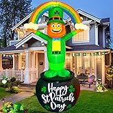 TOCZIM 8FT St Patrick’s Day Giant Inflatables Outdoor Decorations Leprechaun Standing on Gold Pot Blow up Holiday Shamrocks Yard Decoration with Build-in LED Lights for Indoor Lawn Garden Party Decor