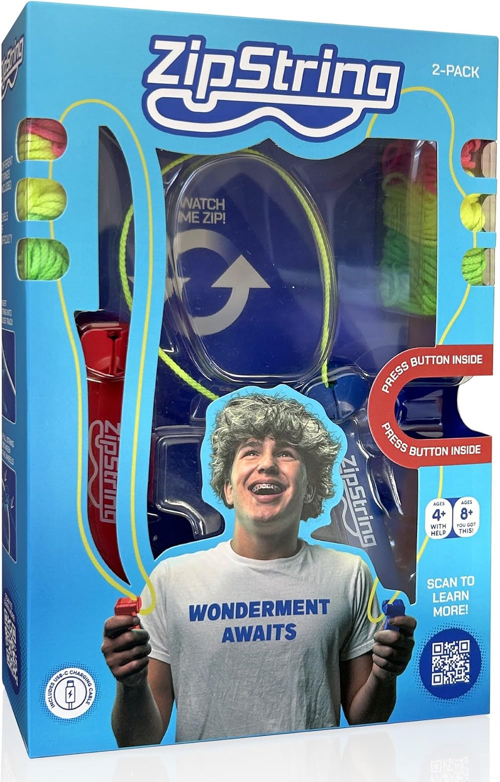 ZipString Handheld String Launcher Toy Twin Pack USB-C Rechargeable