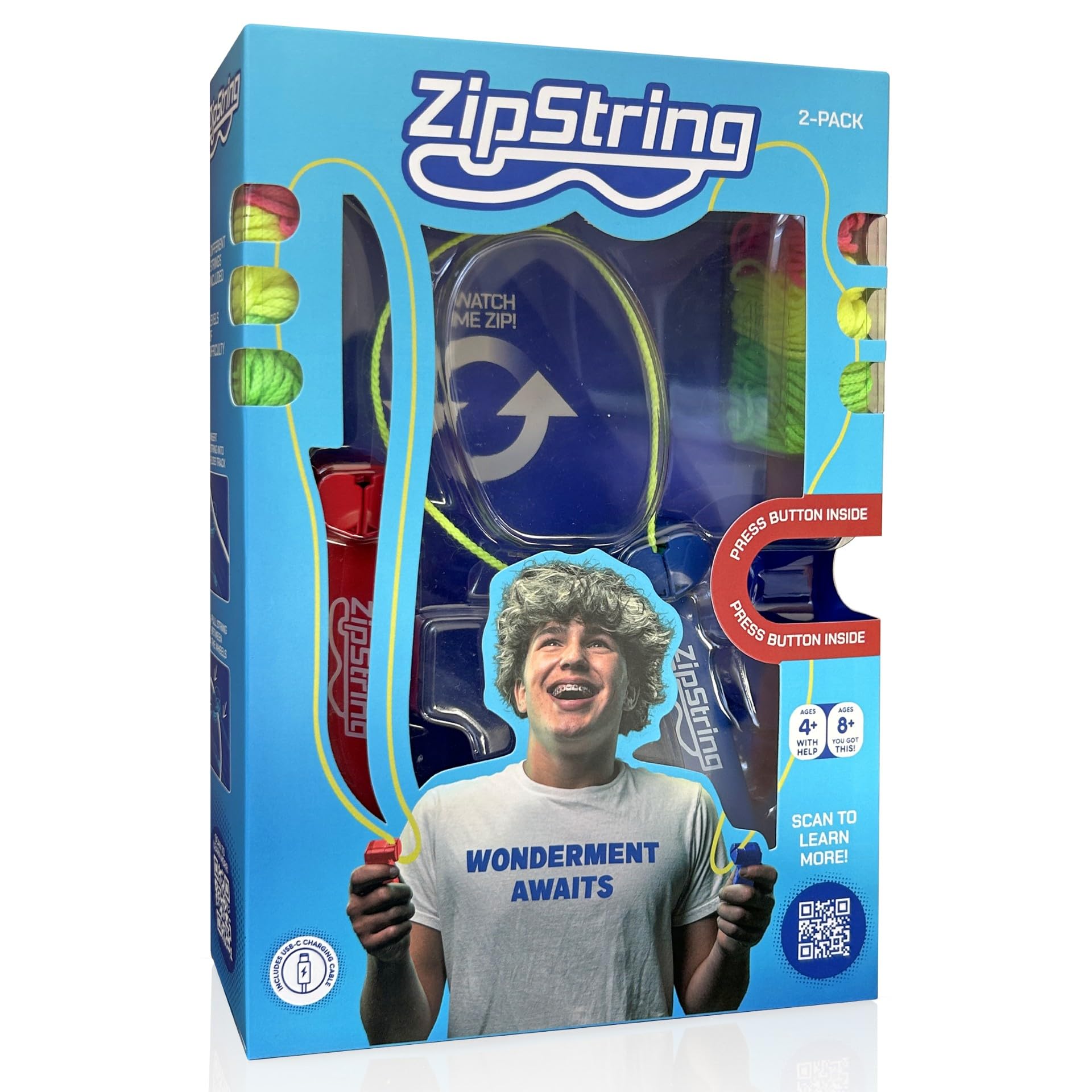 ZipString - Twin Pack - Handheld Loop String Toy with Interchangeable Strings, USB‑C Rechargeable, Pocket-Friendly Fun - For 8+ Years - Cool Gadgets, Fidget Toys — image 1