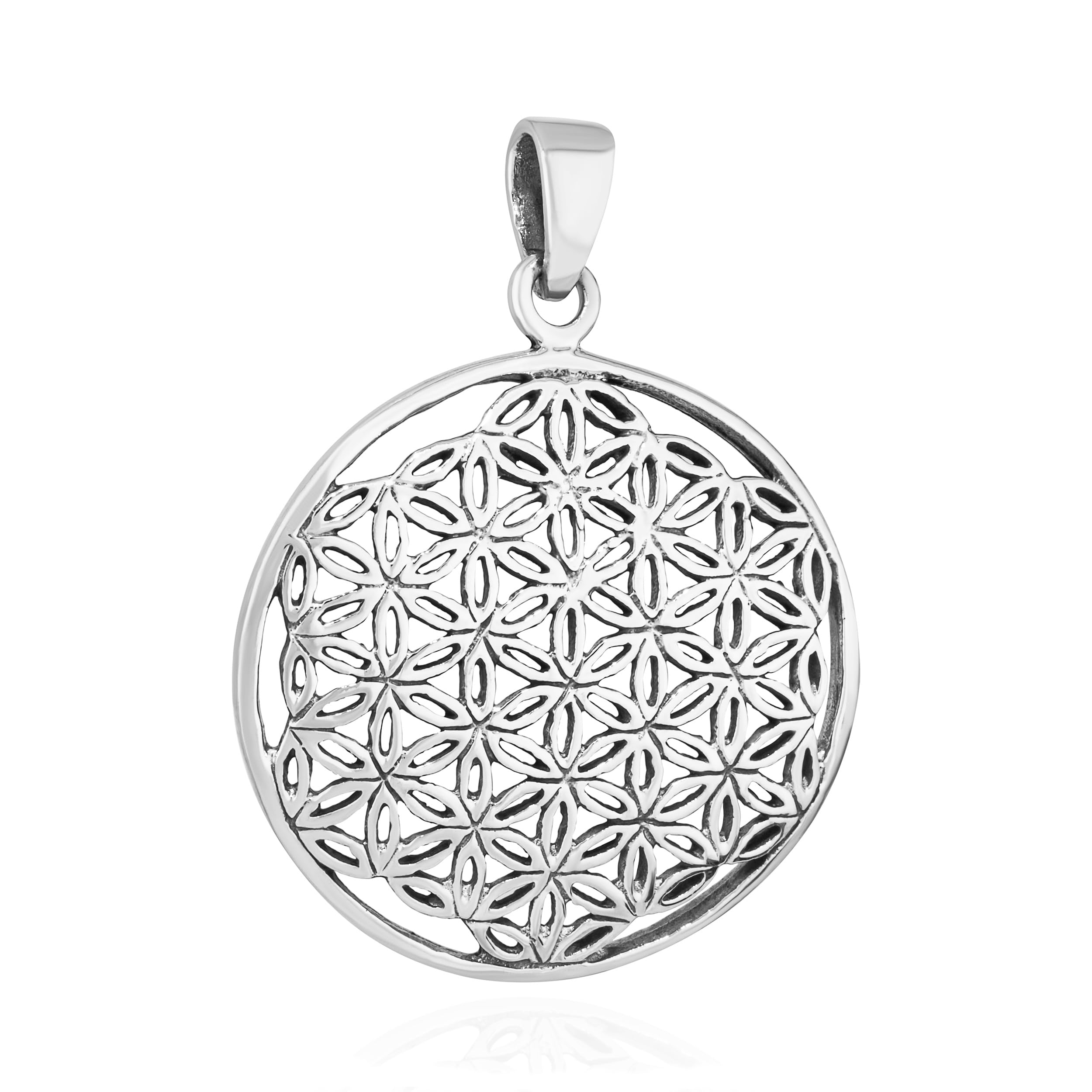 NKlaus 925 Sterling Silver Chain Pendant Flowers of Life Solid 7328