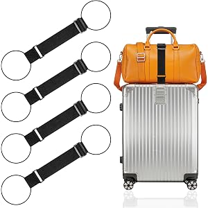 Mayski 4 Pack Luggage Straps, Adjustable Luggage Connector Straps for Multiple Suitcases, TSA Approved Elastic Bungee Cords w