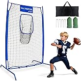 Football Throwing Net, Upgrade Heavy Duty Metal Frame Quarterback Training Equipment Throwing Machine with 1-4 Targets, Easy Setup Football Target Practice with CarryBag, Allweather Indoor Outdoor Use