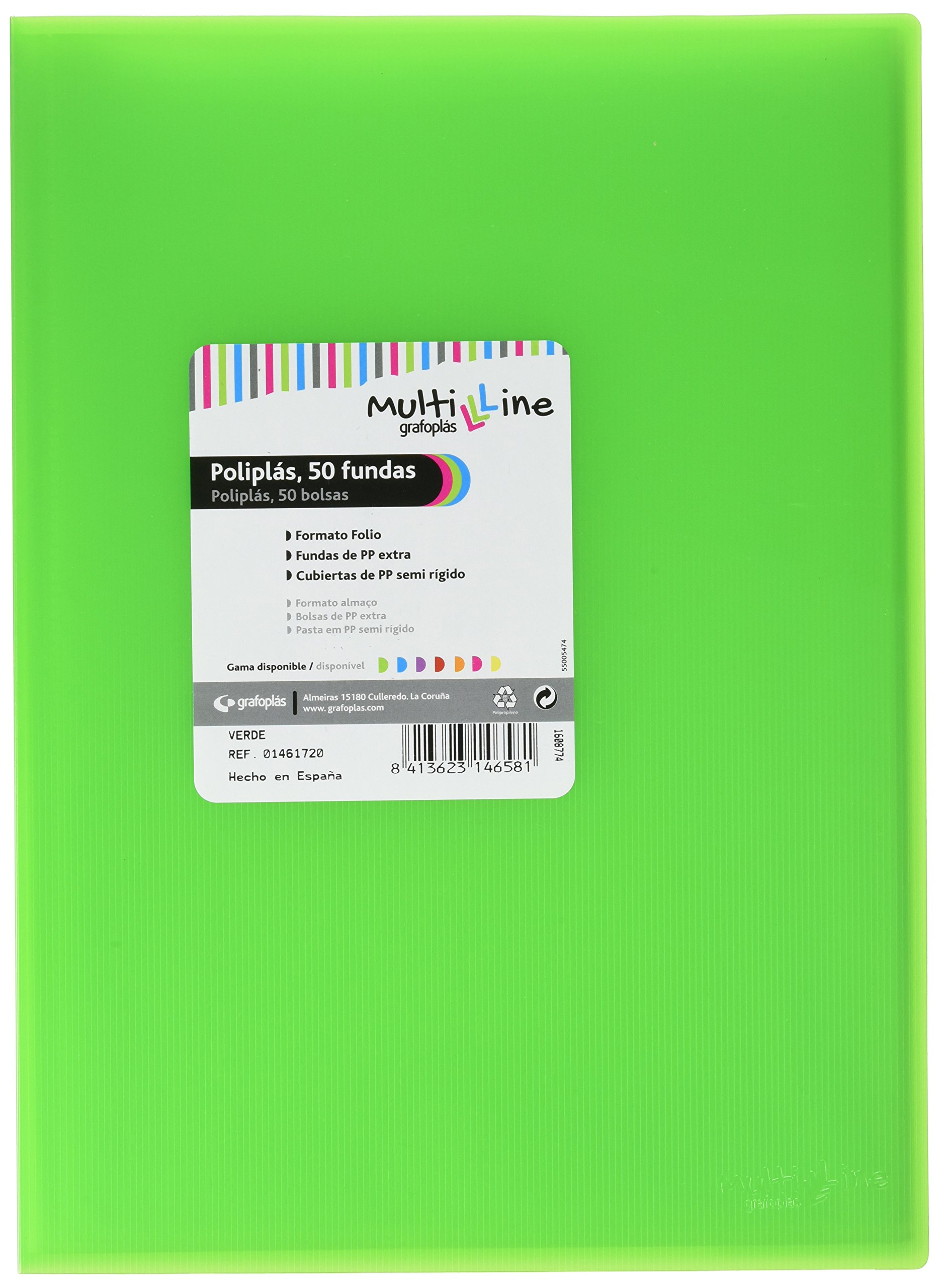 grafoplas 1461720 – 50 Sleeves, Foolscap, Tapas PP Folder, Green