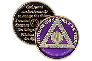 THE TOKEN SHOP 7 Year Sobriety Coin | Triplate AA Chip Recovery Anniversary Token (Purple)