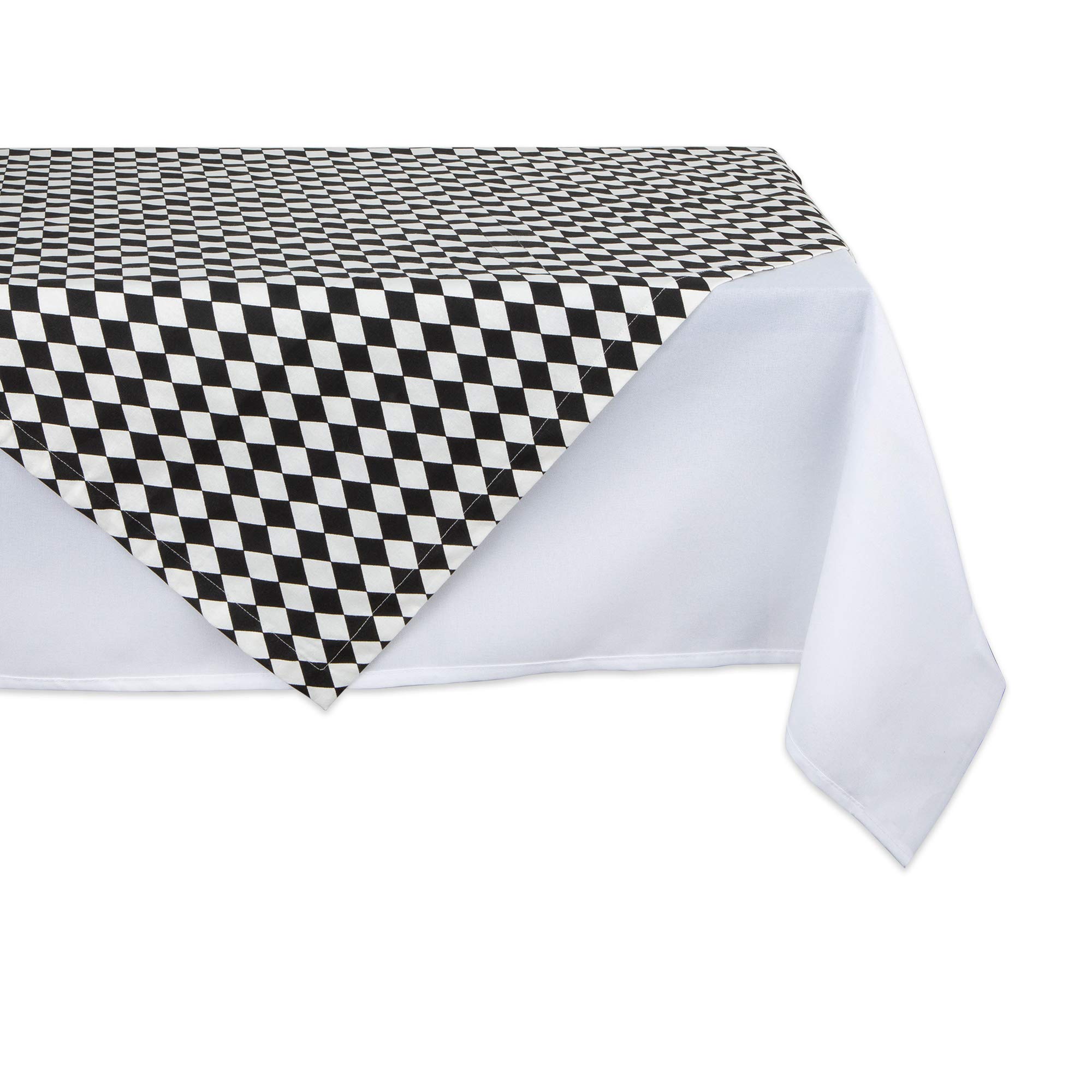 DII Harlequin Collection, Cotton, Black and Cream, Table Topper, 40x40 — image 1