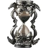 Mythical Fantasy Dragon Sandglass Sand Timer, Gothic Decorative Statue - Unique Vintage Classic Hourglass Timer, Desk Home Decor Gift, 6-inch, Single 15 Minutes (Black Dragon)