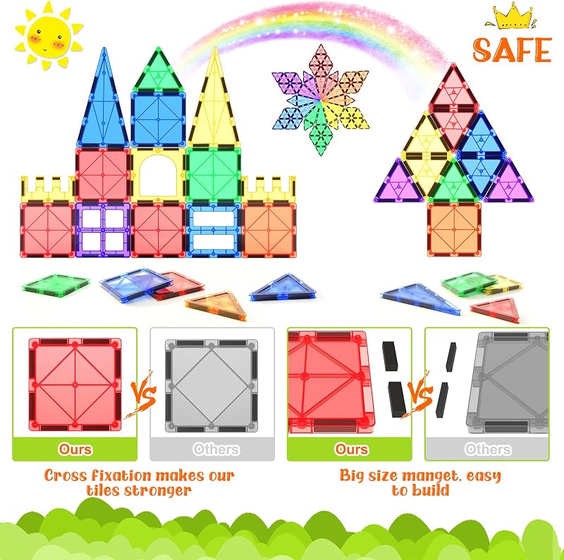 Costruzioni Magnetiche per Bambini, STEM Piastrelle Magnetiche Giocattoli