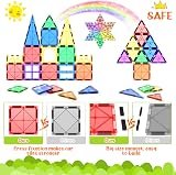 Coodoo Magnetic Tiles 40Pcs STEM Blocks Toddler Preschool Learning Rainbow view 2