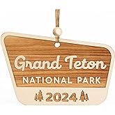Wood National Park Ornaments, USA National Park Gifts for Travelers, Decor for Christmas Tree, 2024 Keepsake, Gifts for Hiking Lovers (Grand Teton)