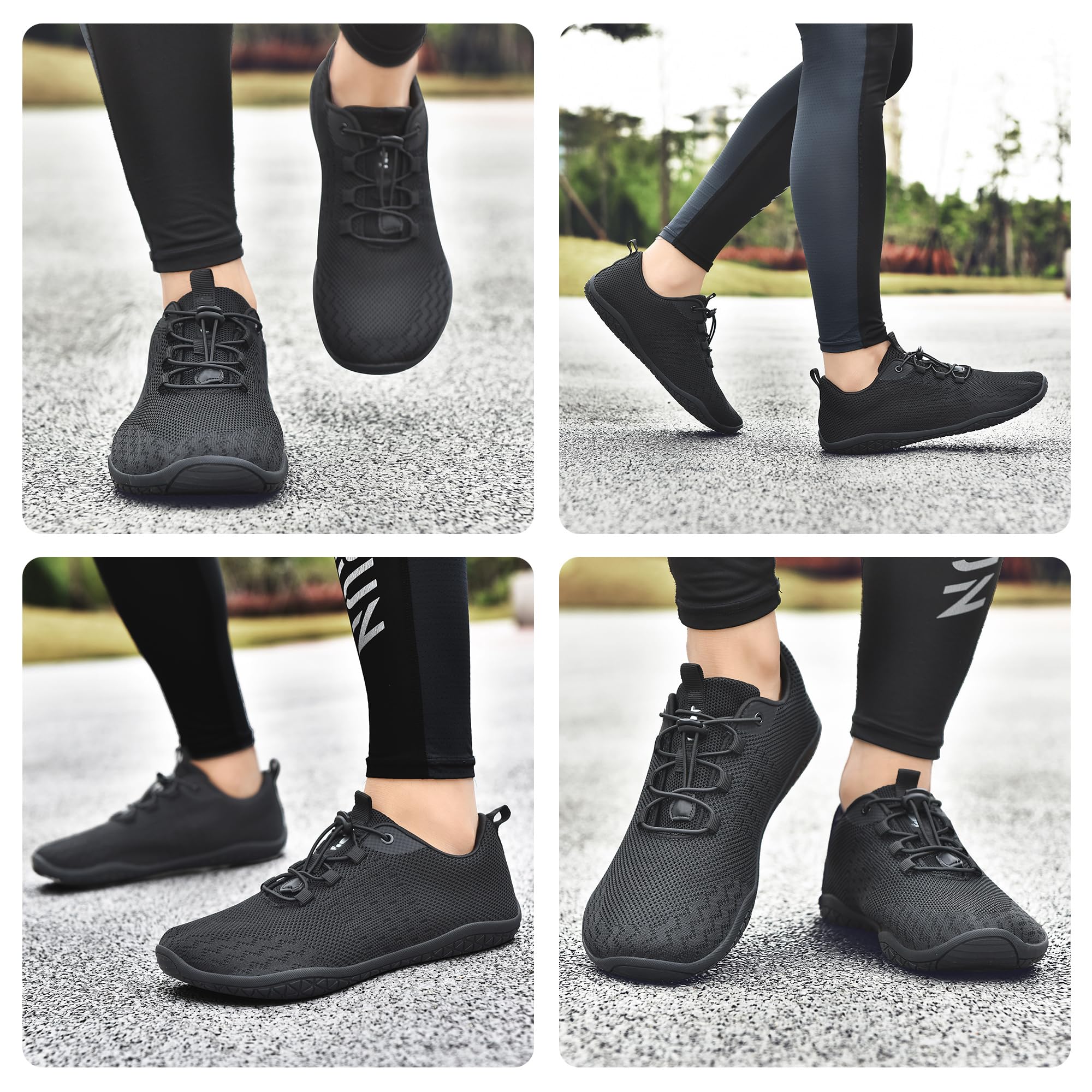 Geweo Barfußschuhe Herren Damen Sommer Bequeme Barefoot Shoes Schwarz 43EU 7