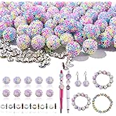 20mm Beads for Pens - 20 Pcs Rhinestone Beads and 220 Pcs Spacer Bead for Beadable Pens - Glitter Acrylic Bubblegum Round Bling Focal Bead for Bracelets - Beaded Pen Supplies (Mix)