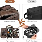 Elviros Water-Resistant PU Leather Toiletry Bag Men Large Travel Dopp Kit view 4